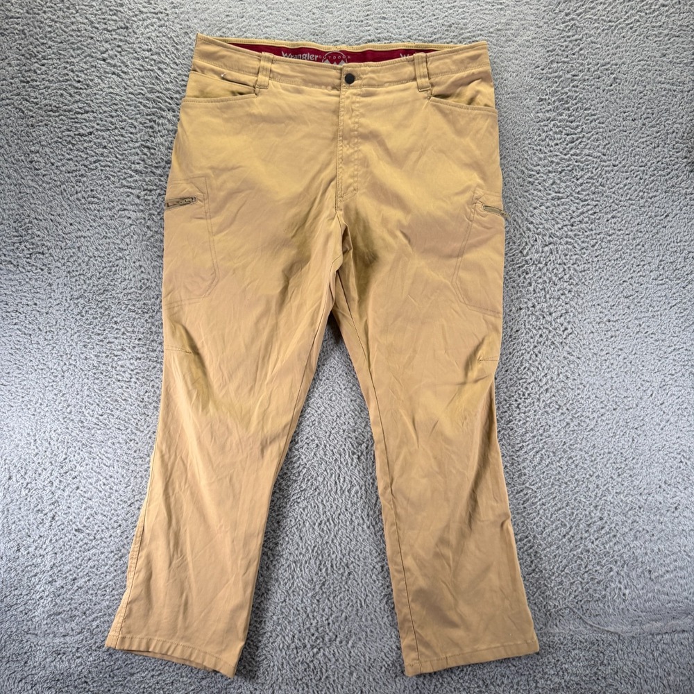 Wrangler Pant Men 40x30 Beige Cargo Straight Workwear Utility Technician Stretch